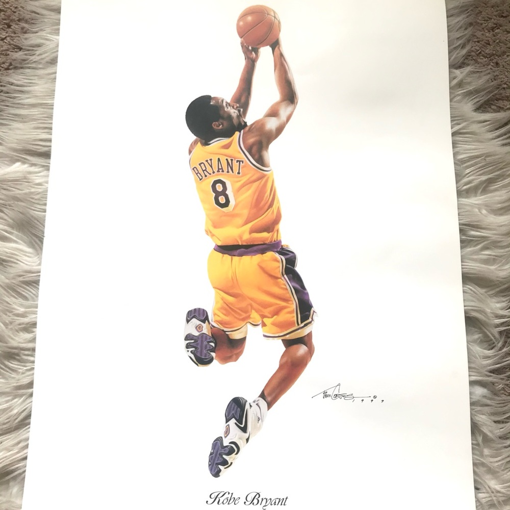 Kobe Bryant Tim Cortes Lithograph Lakers Basketball Collectible Poster